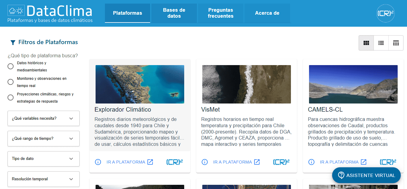 Captura de pantalla de dataclima.cl